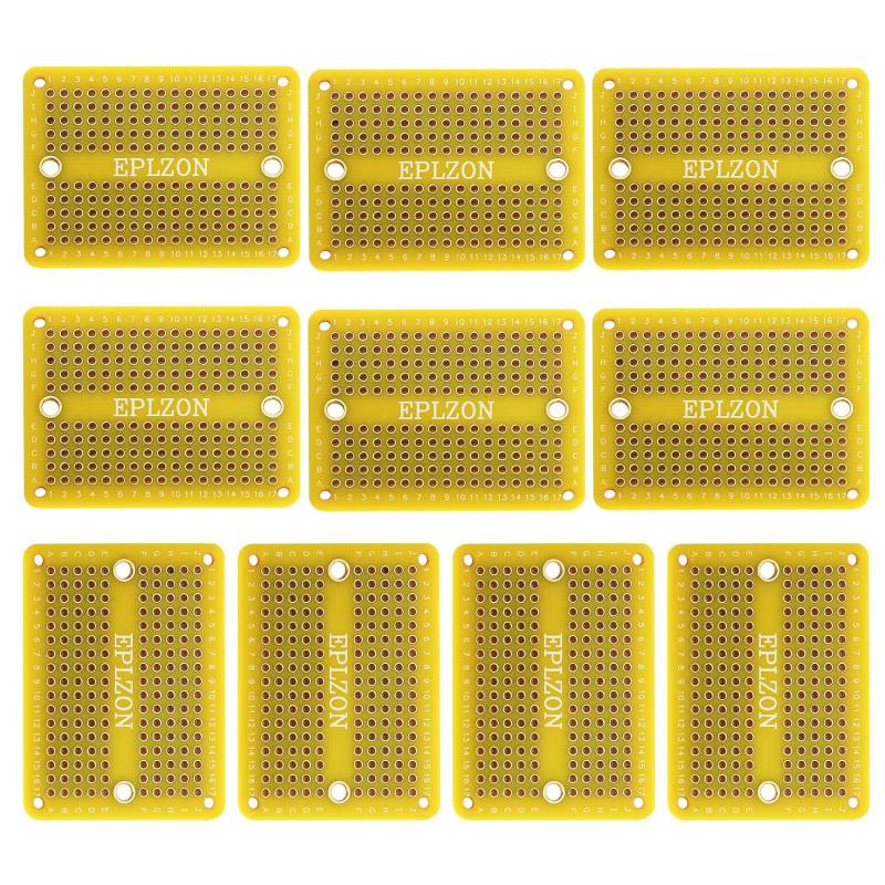 EPLZON Prototype Board Lötbares Breadboard Doppelseitig Leiterplatte PCB Circuit Board zum Schweißen von,DIY elektronische Artikel,Gelb(Packung mit 10 Stück) von EPLZON