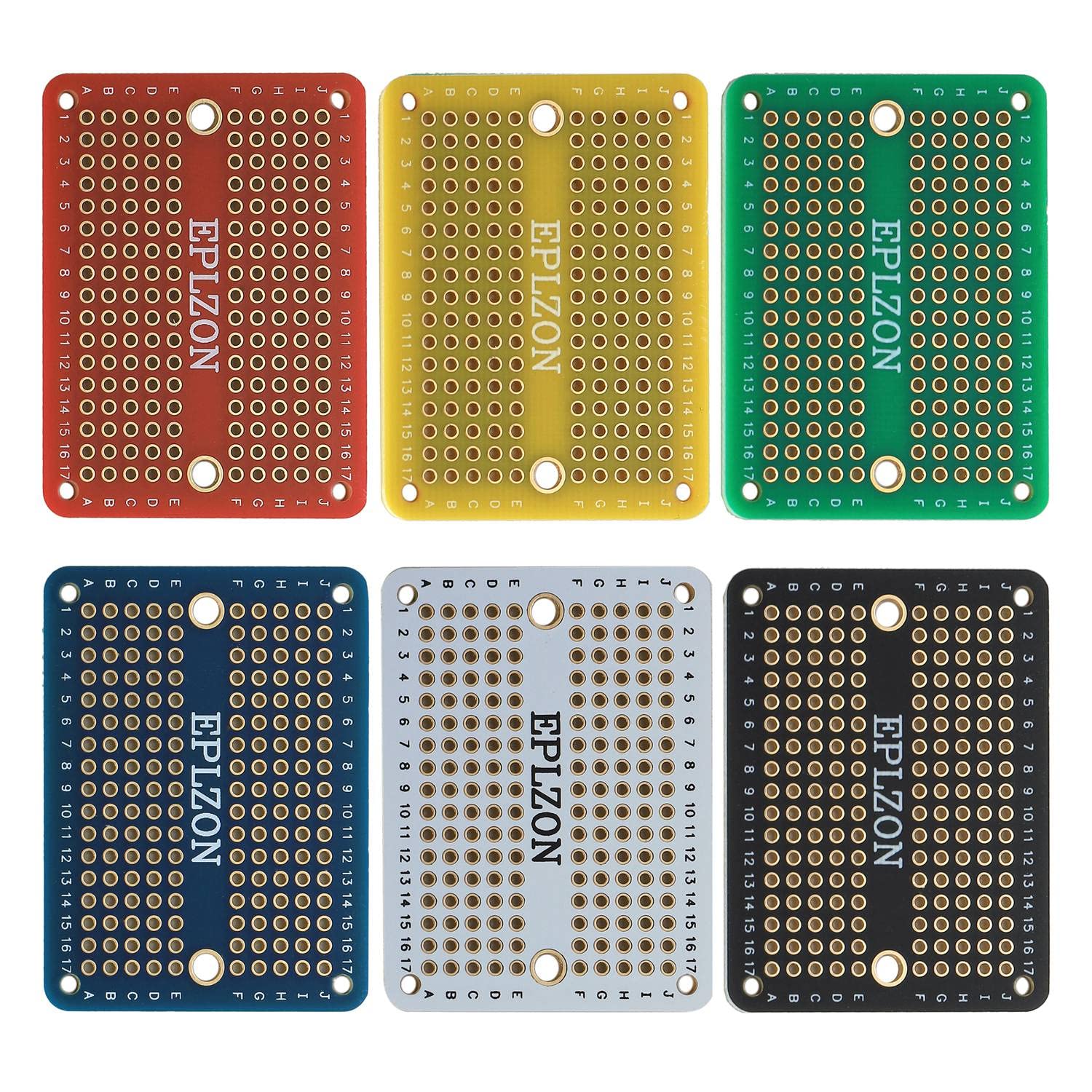 EPLZON Prototype Board Lötbares Breadboard Doppelseitig Leiterplatte PCB Circuit Board zum Schweißen von,DIY elektronische Artikel,Mehrfarbig(Packung mit 6 Stück) von EPLZON