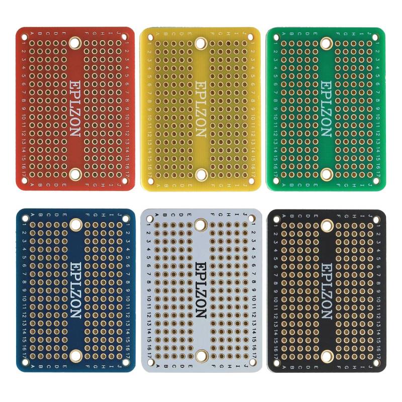 EPLZON Prototype Board Lötbares Breadboard Doppelseitig Leiterplatte PCB Circuit Board zum Schweißen von,DIY elektronische Artikel,Mehrfarbig(Packung mit 6 Stück) von EPLZON