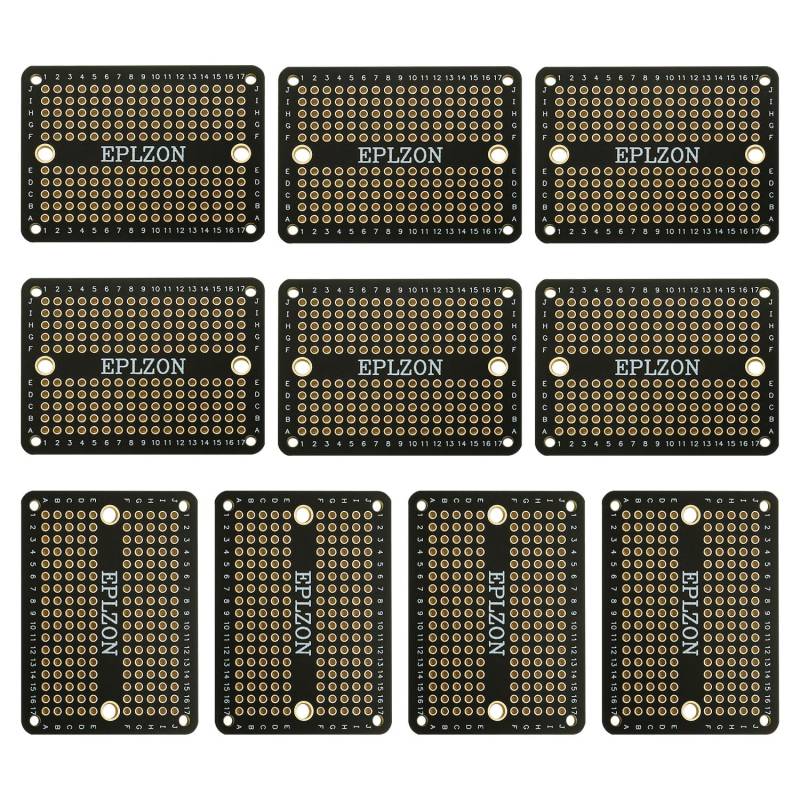 EPLZON Prototype Board Lötbares Breadboard Doppelseitig Leiterplatte PCB Circuit Board zum Schweißen von,DIY elektronische Artikel,Schwarz(Packung mit 10 Stück) von EPLZON