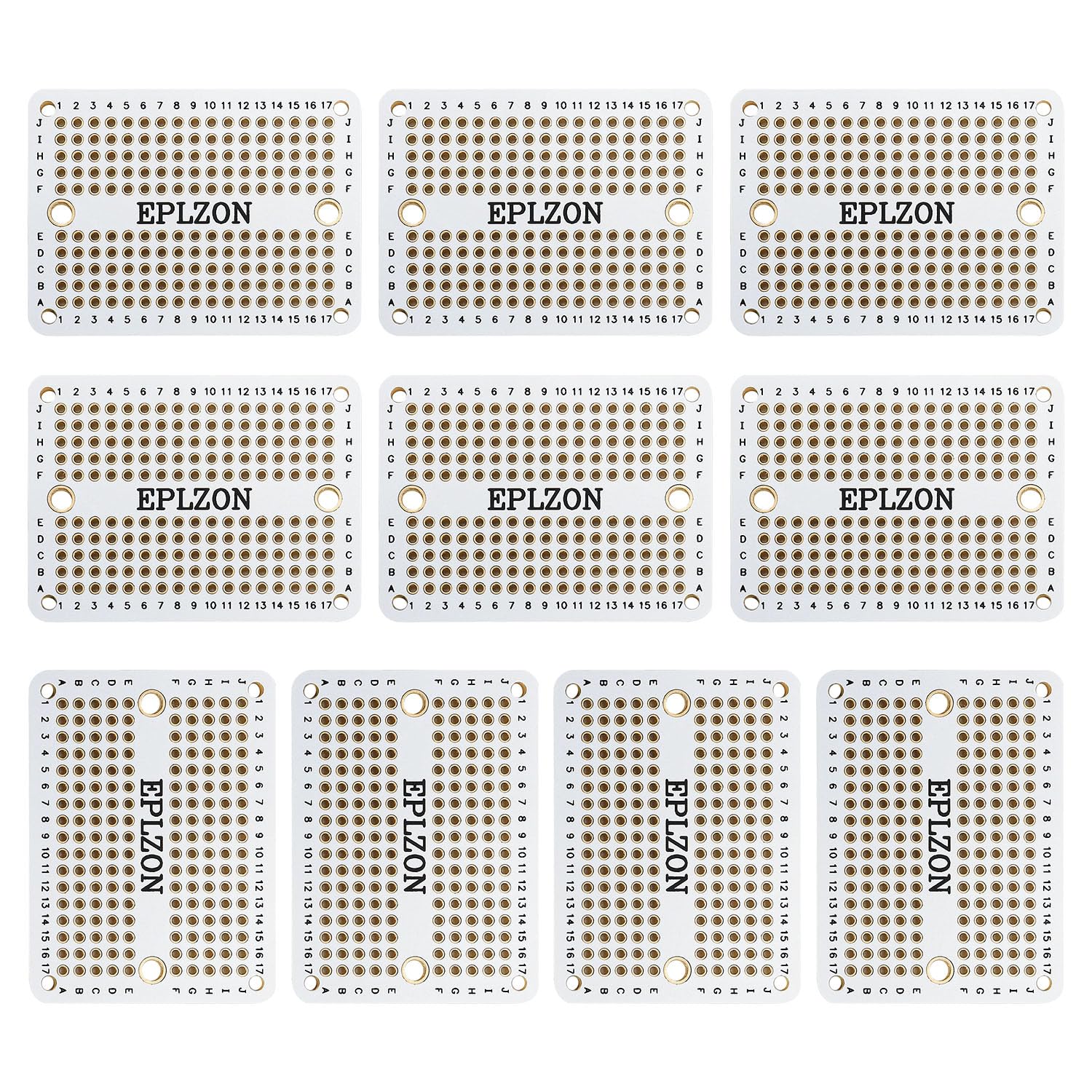 EPLZON Prototype Board Lötbares Breadboard Doppelseitig Leiterplatte PCB Circuit Board zum Schweißen von,DIY elektronische Artikel,Weiß(Packung mit 10 Stück) von EPLZON