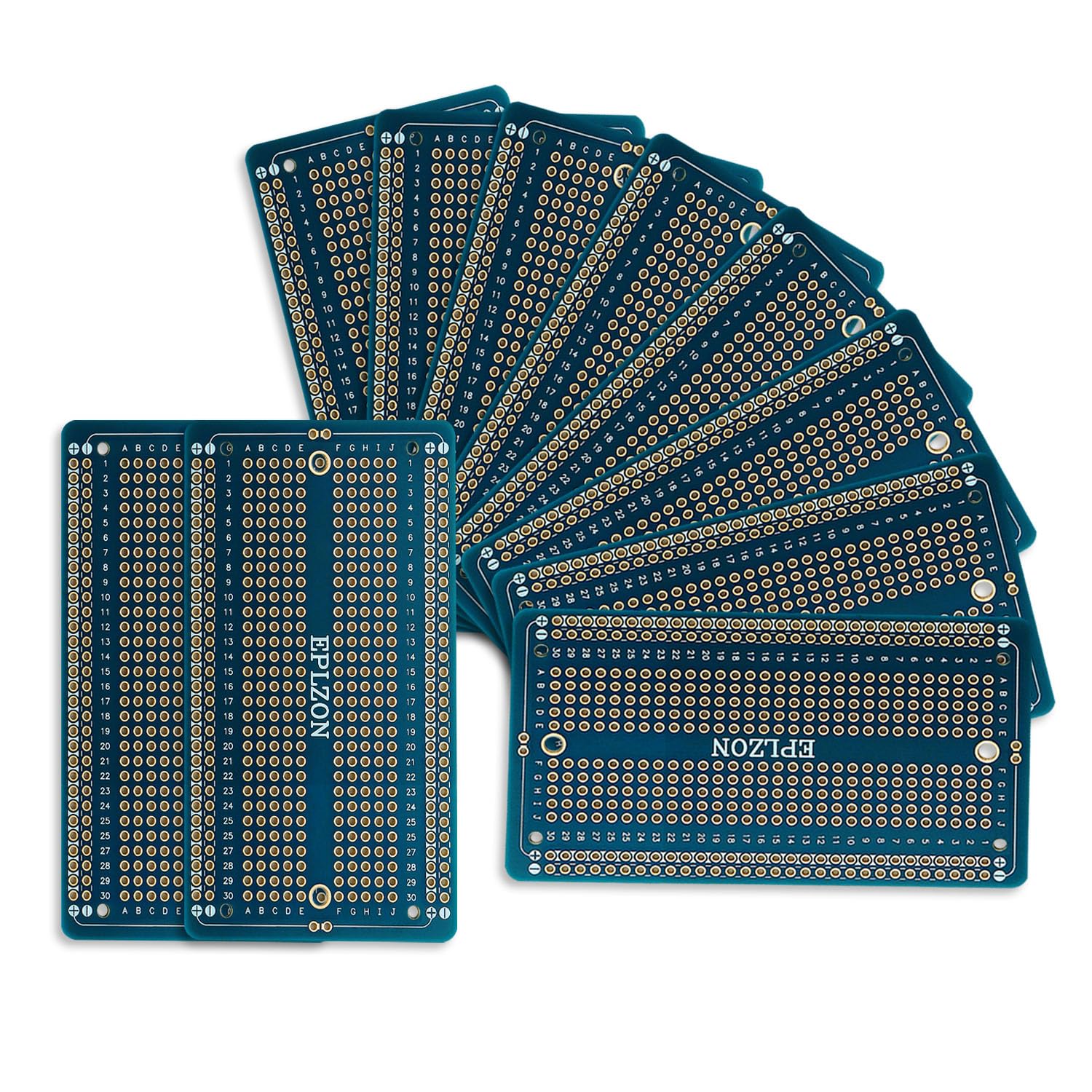 EPLZON Prototype Board Lötbares Breadboard Doppelseitig Leiterplatte PCB Circuit Board zum Schweißen von,DIY elektronische Artikel (Packung mit 10 Stück,Blau) von EPLZON