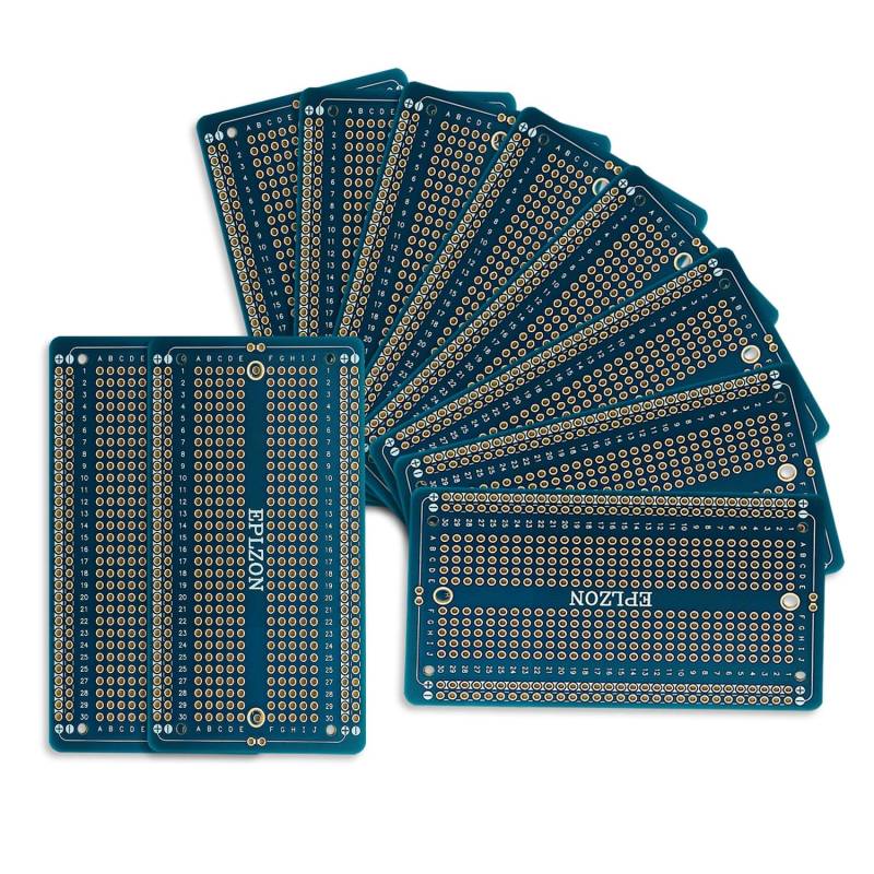 EPLZON Prototype Board Lötbares Breadboard Doppelseitig Leiterplatte PCB Circuit Board zum Schweißen von,DIY elektronische Artikel (Packung mit 10 Stück,Blau) von EPLZON