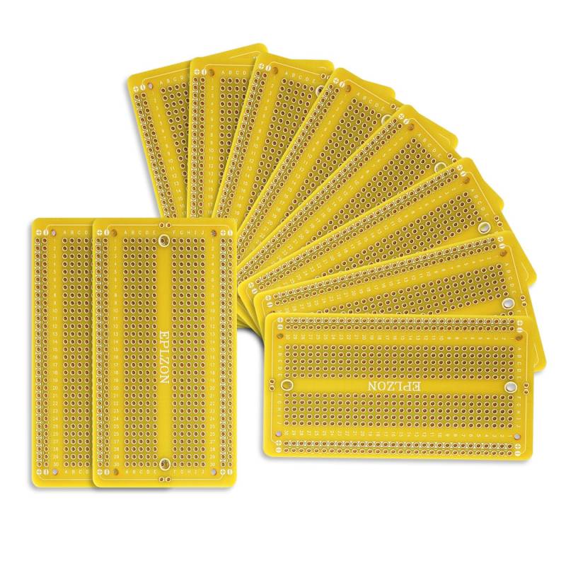 EPLZON Prototype Board Lötbares Breadboard Doppelseitig Leiterplatte PCB Circuit Board zum Schweißen von,DIY elektronische Artikel (Packung mit 10 Stück,Gelb) von EPLZON