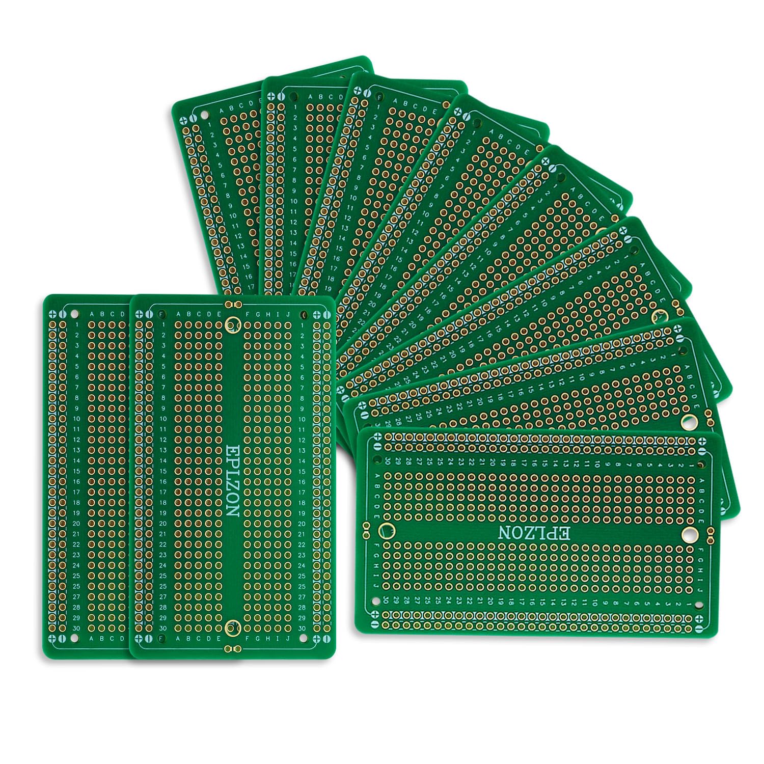 EPLZON Prototype Board Lötbares Breadboard Doppelseitig Leiterplatte PCB Circuit Board zum Schweißen von,DIY elektronische Artikel (Packung mit 10 Stück,Grün) von EPLZON