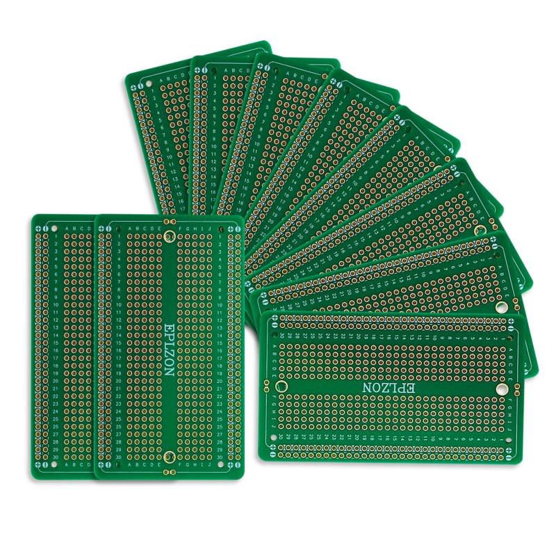 EPLZON Prototype Board Lötbares Breadboard Doppelseitig Leiterplatte PCB Circuit Board zum Schweißen von,DIY elektronische Artikel (Packung mit 10 Stück,Grün) von EPLZON