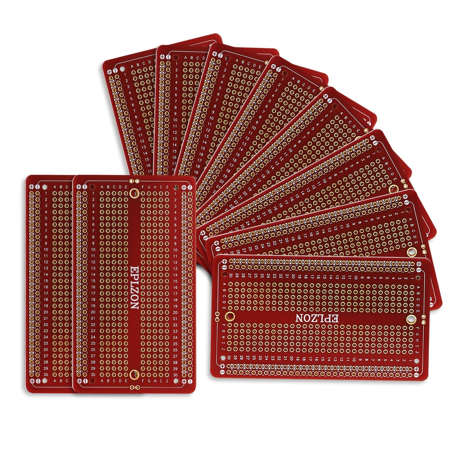 EPLZON Prototype Board Lötbares Breadboard Doppelseitig Leiterplatte PCB Circuit Board zum Schweißen von,DIY elektronische Artikel (Packung mit 10 Stück,Rot) von EPLZON