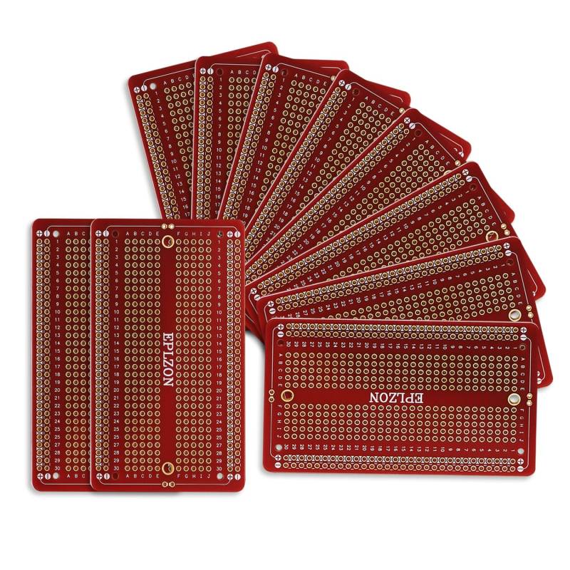 EPLZON Prototype Board Lötbares Breadboard Doppelseitig Leiterplatte PCB Circuit Board zum Schweißen von,DIY elektronische Artikel (Packung mit 10 Stück,Rot) von EPLZON