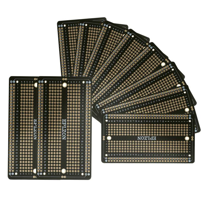 EPLZON Prototype Board Lötbares Breadboard Doppelseitig Leiterplatte PCB Circuit Board zum Schweißen von,DIY elektronische Artikel (Packung mit 10 Stück,Schwarz) von EPLZON
