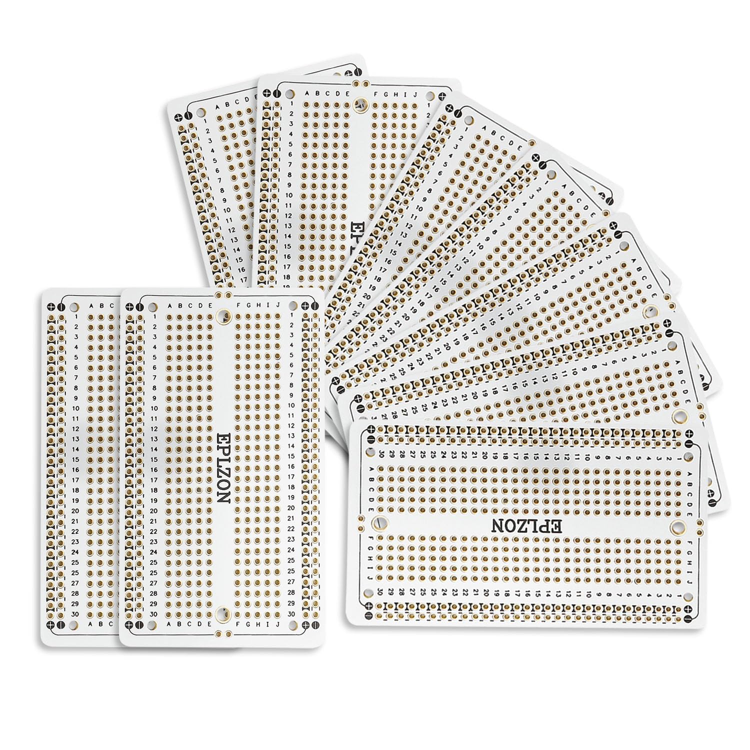 EPLZON Prototype Board Lötbares Breadboard Doppelseitig Leiterplatte PCB Circuit Board zum Schweißen von,DIY elektronische Artikel (Packung mit 10 Stück,Weiß) von EPLZON