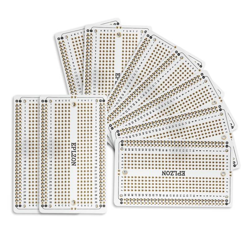 EPLZON Prototype Board Lötbares Breadboard Doppelseitig Leiterplatte PCB Circuit Board zum Schweißen von,DIY elektronische Artikel (Packung mit 10 Stück,Weiß) von EPLZON
