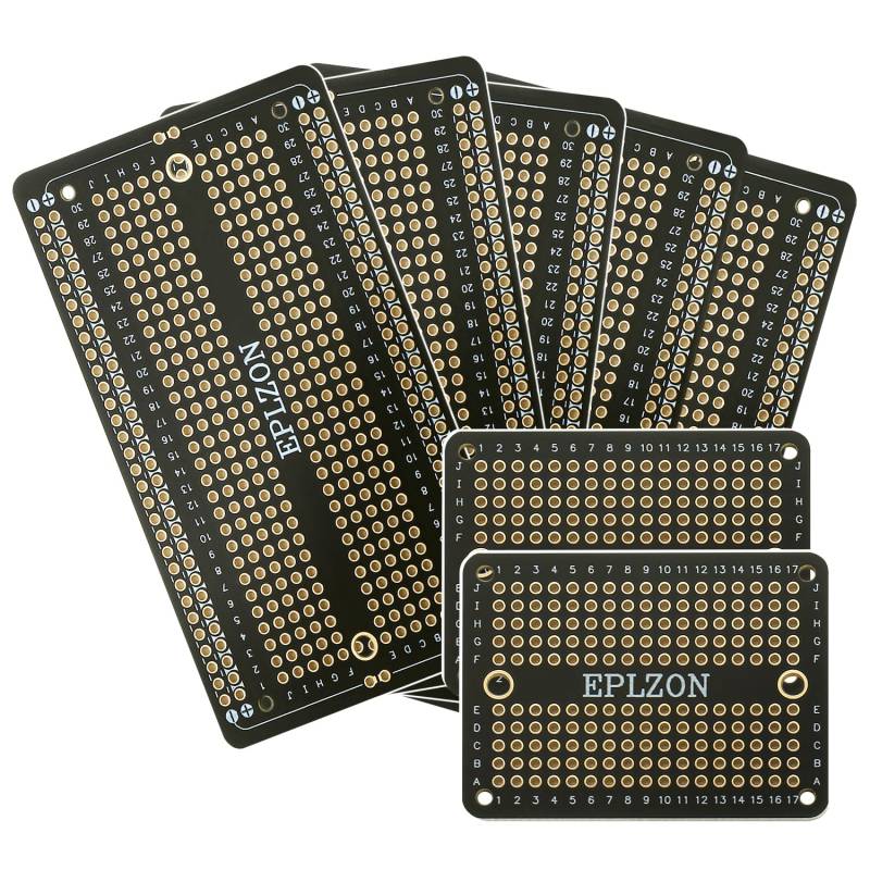 EPLZON Prototype Board Lötbares Breadboard Doppelseitig Leiterplatte PCB Circuit Board zum Schweißen von Arduino, DIY elektronische Artikel(5 Stück + 2 Stück,Schwarz) von EPLZON