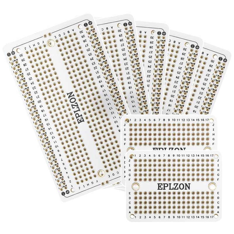 EPLZON Prototype Board Lötbares Breadboard Doppelseitig Leiterplatte PCB Circuit Board zum Schweißen von Arduino, DIY elektronische Artikel(5 Stück + 2 Stück,Weiß) von EPLZON