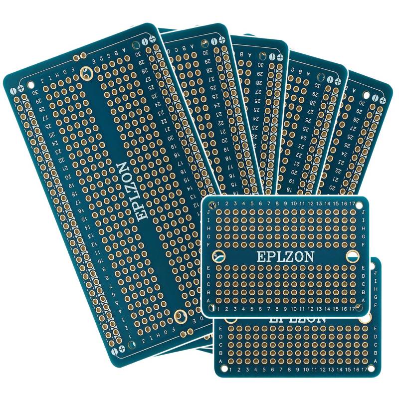 EPLZON Prototype Board Lötbares Breadboard Doppelseitig Leiterplatte PCB Circuit Board zum Schweißen von Arduino, DIY elektronische Artikel(5 Stück + 2 Stück,blau) von EPLZON