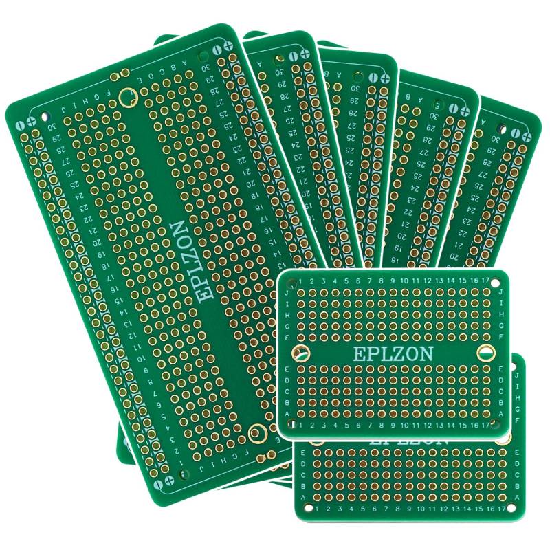 EPLZON Prototype Board Lötbares Breadboard Doppelseitig Leiterplatte PCB Circuit Board zum Schweißen von Arduino, DIY elektronische Artikel(5 Stück + 2 Stück,grün) von EPLZON