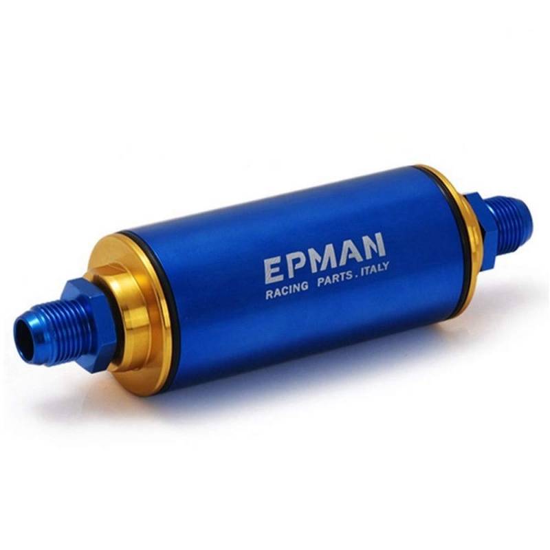 Universal 100 Mikron AN8 Aluminium High Flow Fuel Inline Benzinfilter Auto LKW Kraftstofffilter (blau) von EPMAN