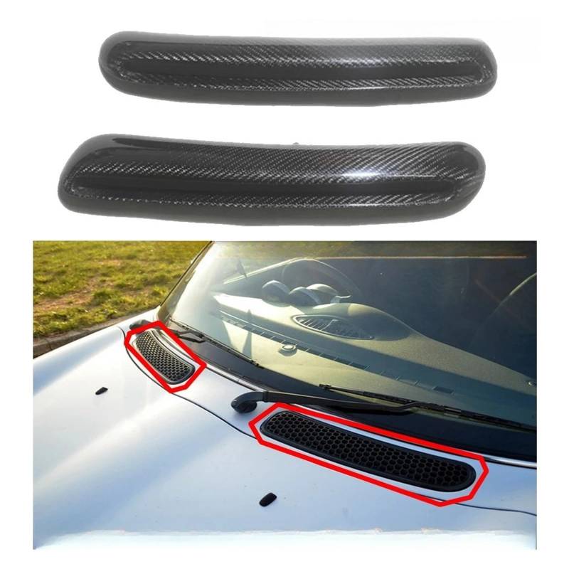 2 STÜCKE Auto Echt Carbon Fiber Front Motorhaube Motorhaube Entlüftungsverkleidung Auslass Flow Intake Kompatibel for BMW Mini Cooper R53 2001-2003 von EPNYWJTE