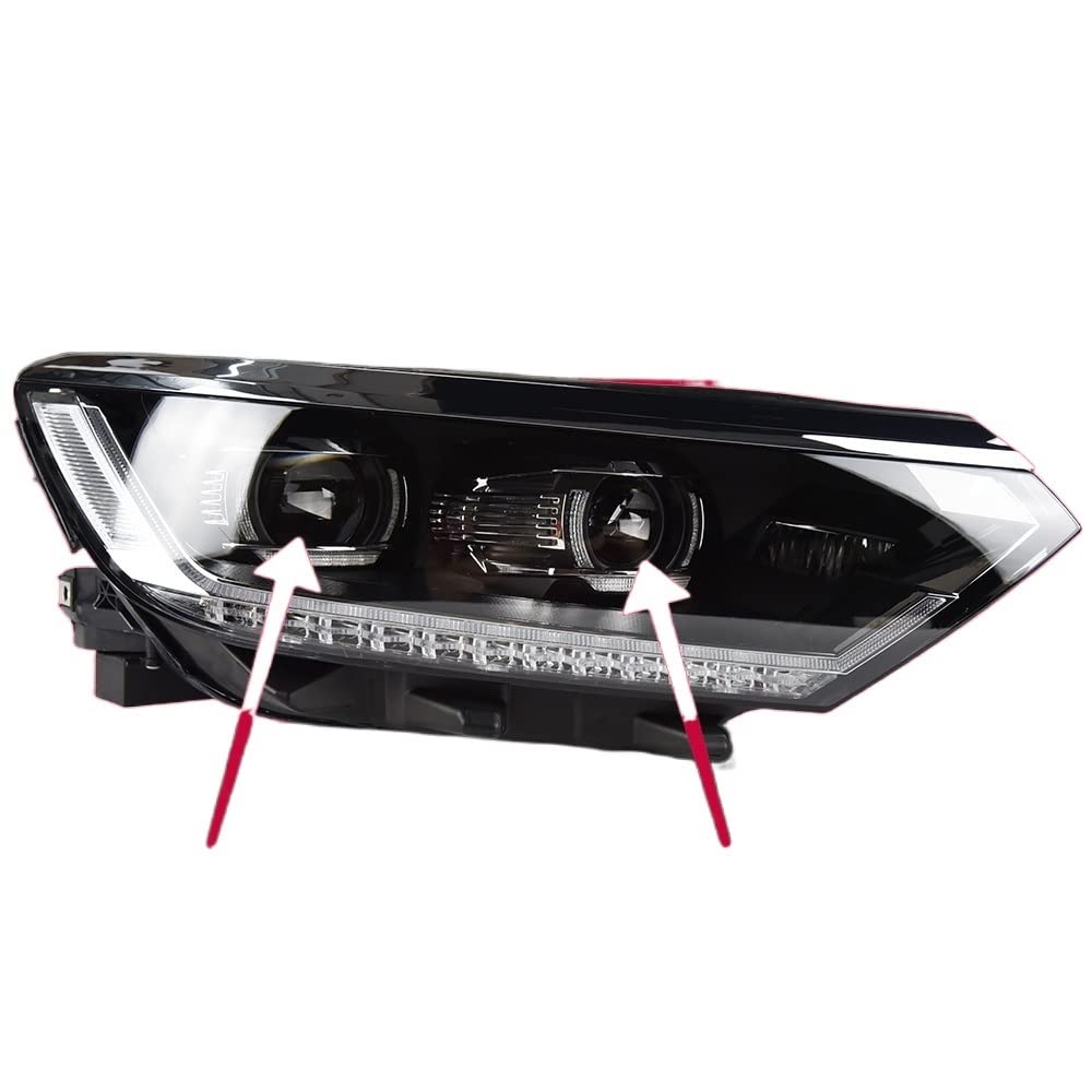 AKD Autolichter kompatibel for VW Passat B8 LED-Scheinwerfer-Projektorobjektiv 2016–2019 Magotan-Scheinwerfer DRL-Kopflampe Angel Eye-Zubehör(Double U All LED,Left) von EPNYWJTE