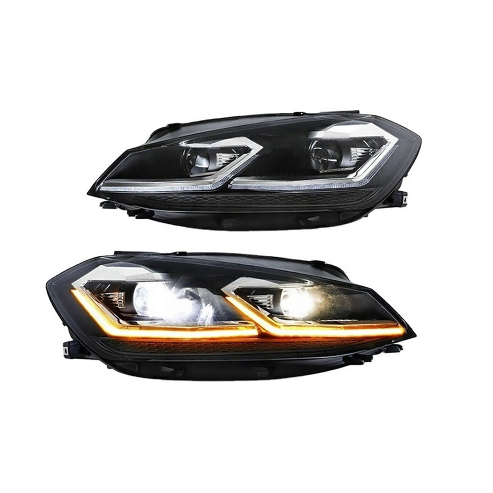 Auto-Scheinwerfer, kompatibel mit VW 2013–2018 MK7 Golf, Projektor-Scheinwerfer mit weißer Linie, roter Linie, DRL, Auto-Kopflampenbaugruppe(FULL LED red,Right-drive) von EPNYWJTE