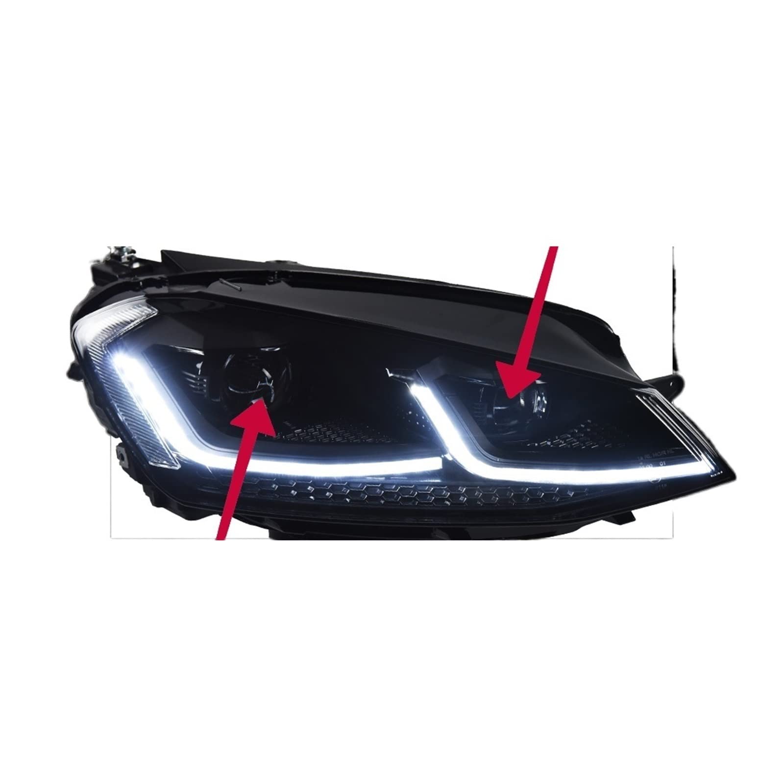 Auto-Styling, kompatibel mit VW Golf 7.5 Scheinwerfer 2013–2020 Golf 7 Scheinwerfer DRL Scheinwerfer Dynamisches Signal Bi Xenon Zubehör(Black All LED,For Go 7) von EPNYWJTE
