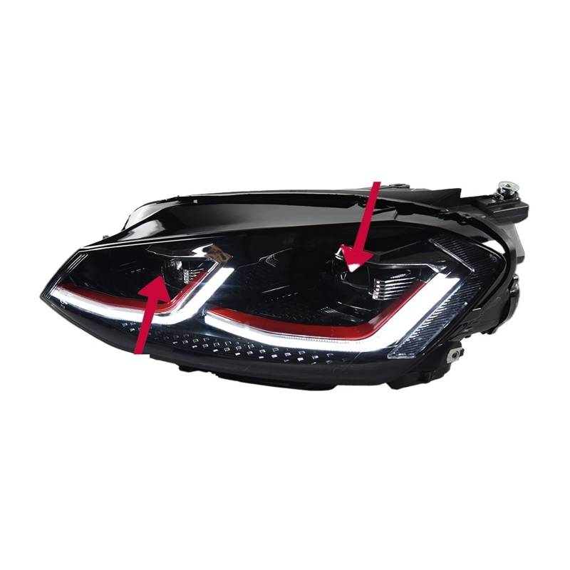 Auto-Styling, kompatibel mit VW Golf 7.5 Scheinwerfer 2013–2020 Golf 7 Scheinwerfer DRL Scheinwerfer Dynamisches Signal Bi Xenon Zubehör(Red All LED,For Go 7.5) von EPNYWJTE