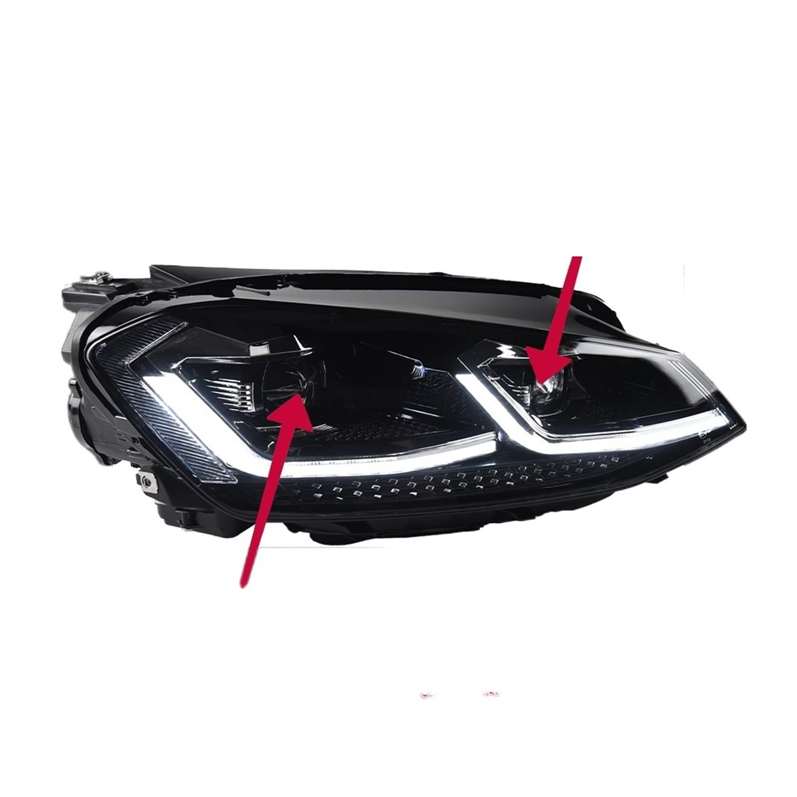 Auto-Styling, kompatibel mit VW Golf 7.5 Scheinwerfer 2013–2020 Golf 7 Scheinwerfer DRL Scheinwerfer Dynamisches Signal Bi Xenon Zubehör(Silver All LED,For Go 7.5) von EPNYWJTE