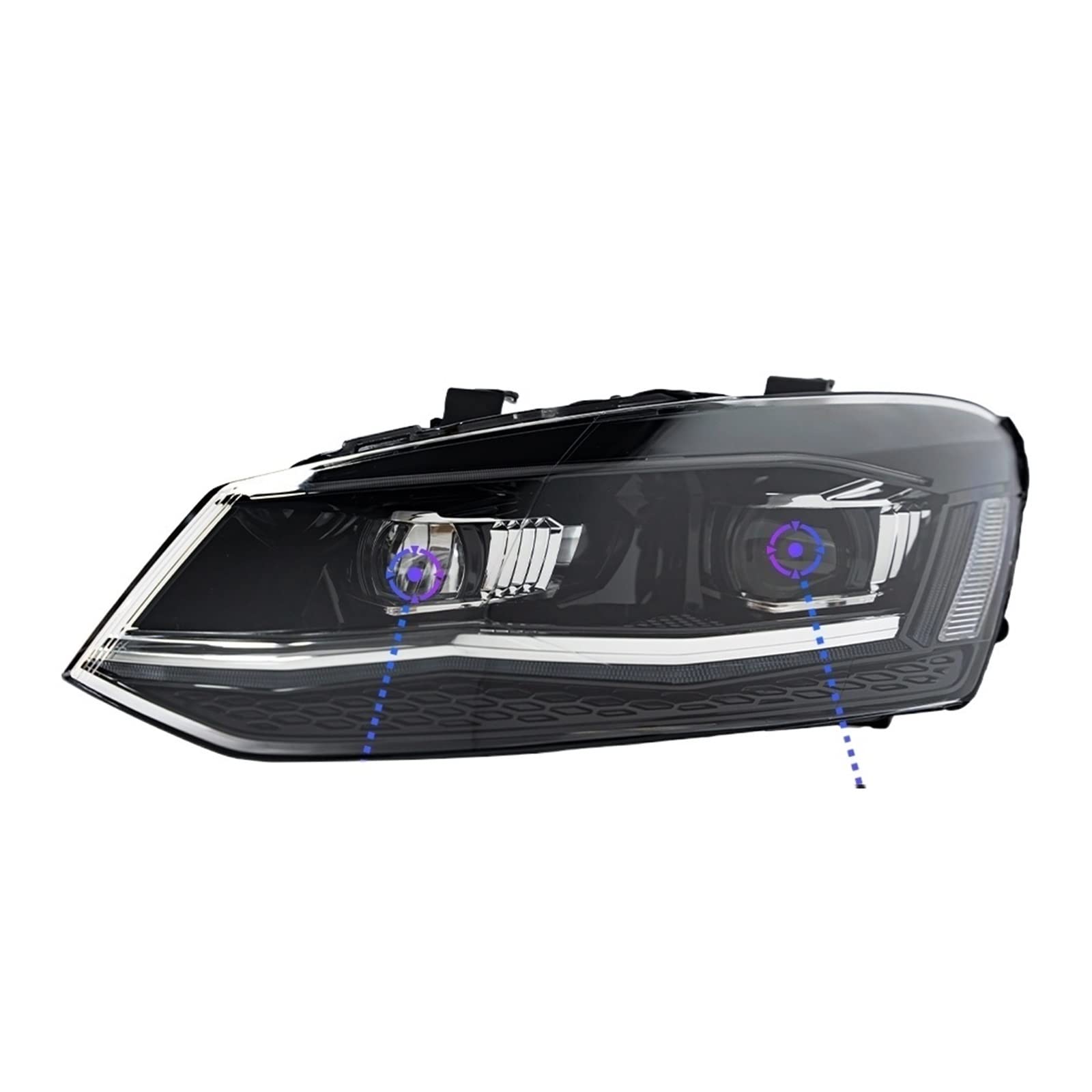 Auto-Styling, kompatibel mit VW Polo-Scheinwerfern 2011–2018, Vento-Scheinwerfer, neues Polo-Design, DRL-Scheinwerfer, Bi-Xenon-Strahl, Zubehör(TSI Silver LED) von EPNYWJTE