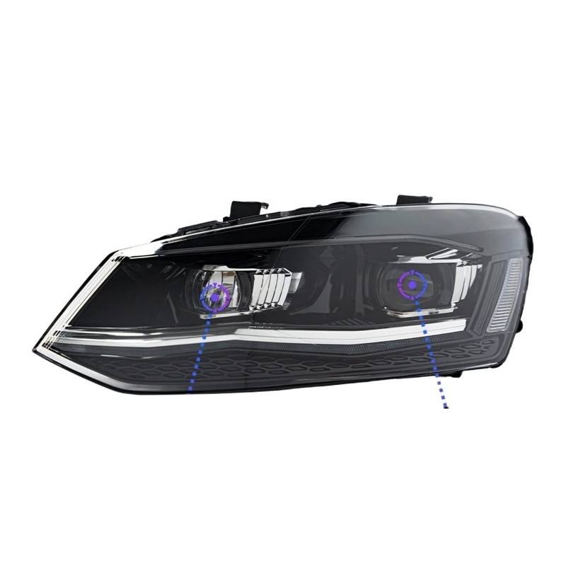 Auto-Styling, kompatibel mit VW Polo-Scheinwerfern 2011–2018, Vento-Scheinwerfer, neues Polo-Design, DRL-Scheinwerfer, Bi-Xenon-Strahl, Zubehör(TSI Silver LED) von EPNYWJTE