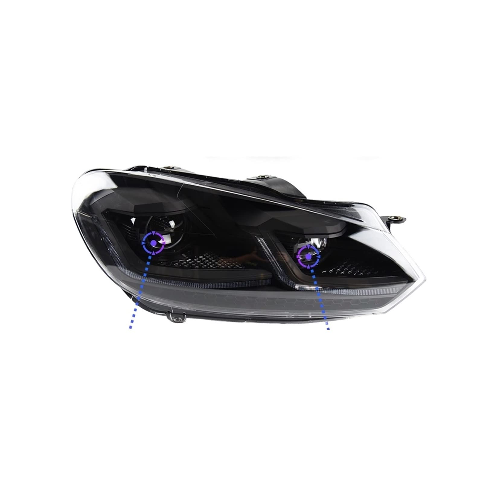 Auto-Styling-Scheinwerfer, kompatibel mit VW Golf 6-Scheinwerfern 2009–2012, Golf 6-Scheinwerfer, DRL-Signallampe, Bi-Xenon-Autozubehör(All LED Black,Left) von EPNYWJTE