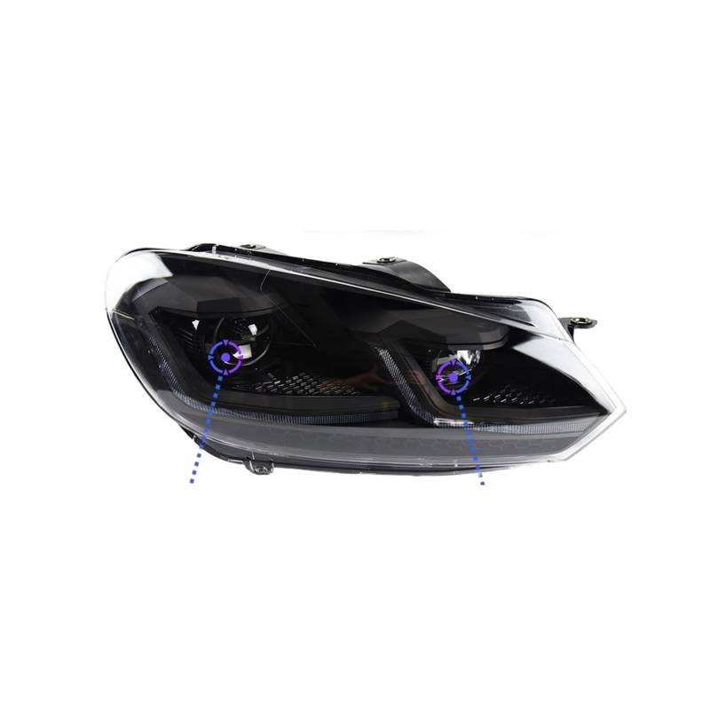 Auto-Styling-Scheinwerfer, kompatibel mit VW Golf 6-Scheinwerfern 2009–2012, Golf 6-Scheinwerfer, DRL-Signallampe, Bi-Xenon-Autozubehör(All LED Black,Left) von EPNYWJTE