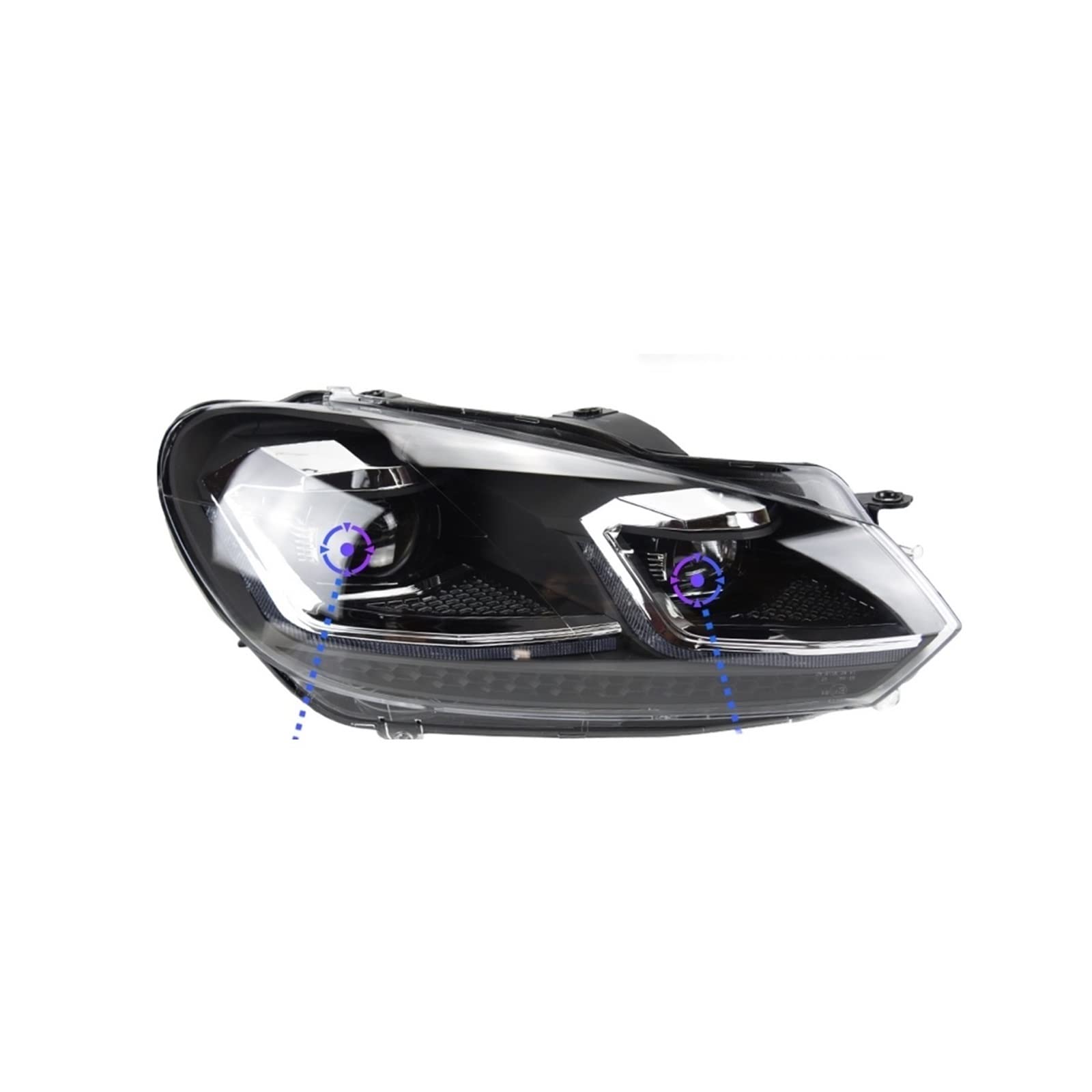Auto-Styling-Scheinwerfer, kompatibel mit VW Golf 6-Scheinwerfern 2009–2012, Golf 6-Scheinwerfer, DRL-Signallampe, Bi-Xenon-Autozubehör(Tsi All LED Silver,Left) von EPNYWJTE