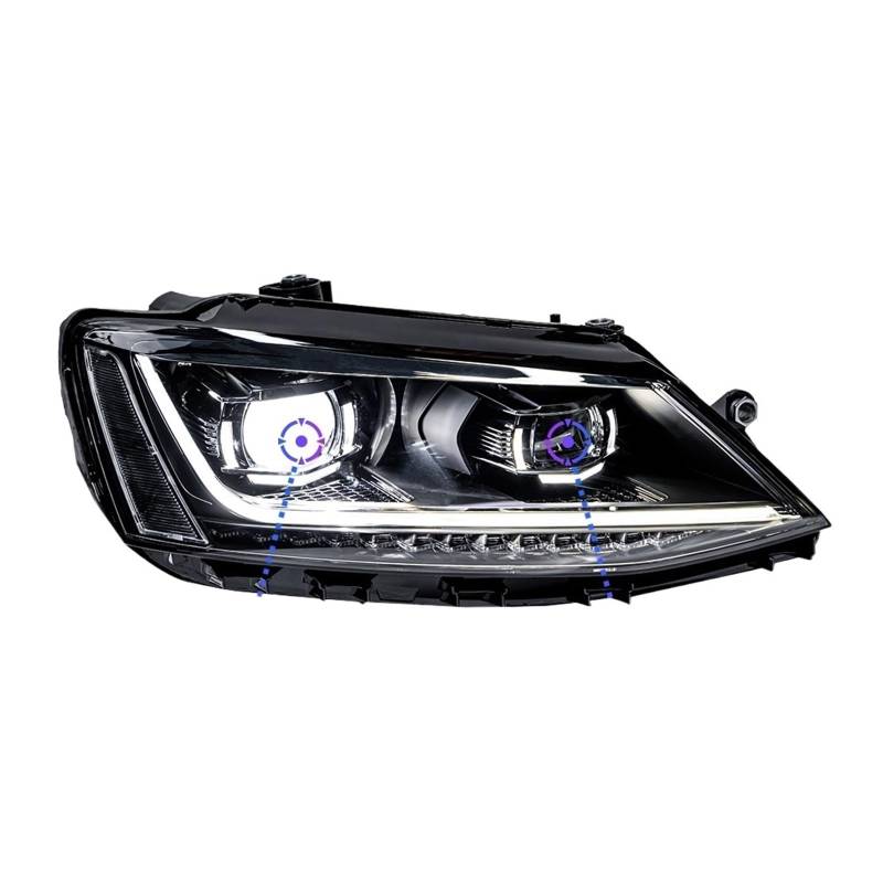 Auto-Styling-Scheinwerfer, kompatibel mit VW Mk6, LED-Scheinwerfer 2011–2018, R8-Design, Scheinwerfer, Drl, Bi-Xenon, Autozubehör(Headlight) von EPNYWJTE