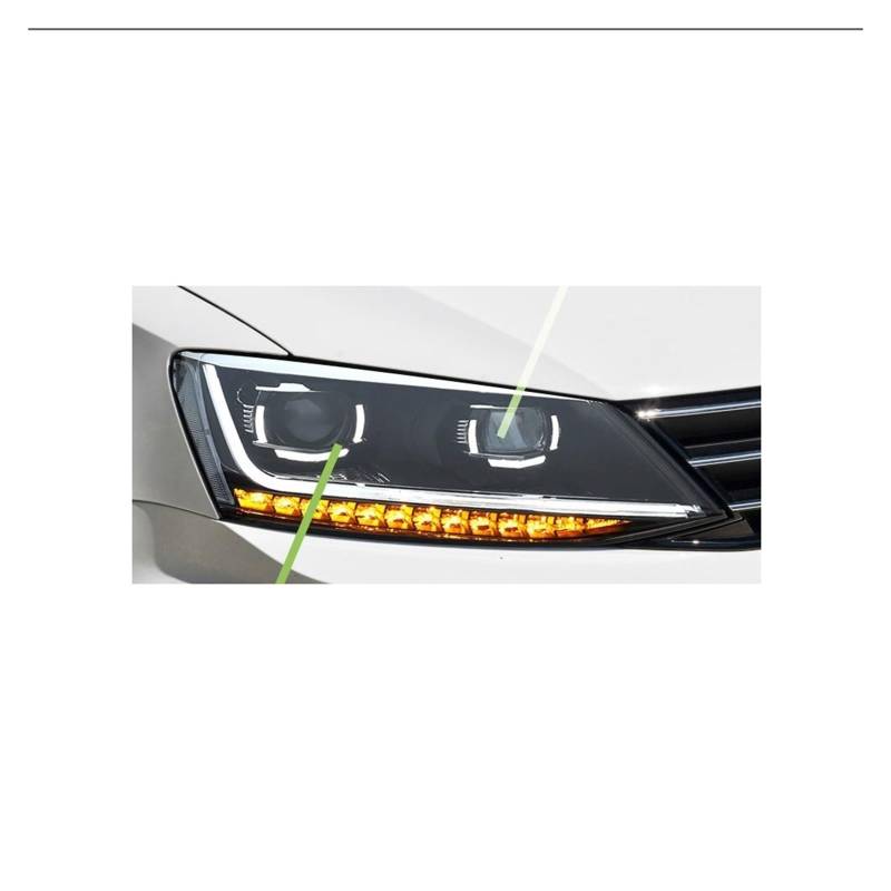 Auto-Styling-Scheinwerfer, kompatibel mit VW Mk6, LED-Scheinwerfer 2011–2018, R8-Design, Scheinwerfer, Drl, Bi-Xenon, Autozubehör(Headlight-X) von EPNYWJTE