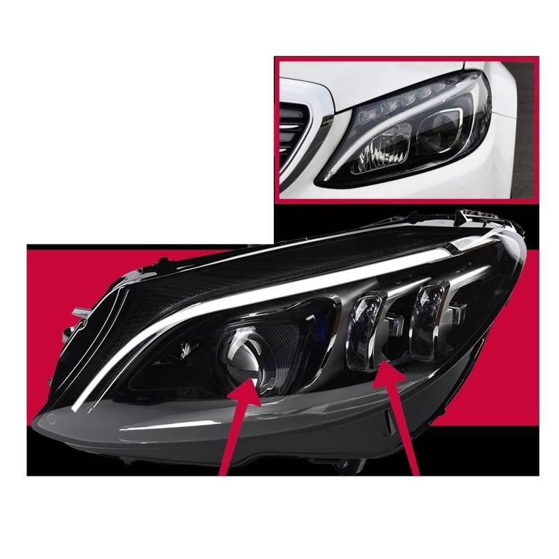 Auto Styling Scheinwerfer Kompatibel for W205 C63 Scheinwerfer 2019-2020 C300 C260 Scheinwerfer DRL Tagfahrlicht Projektor Facelift von EPNYWJTE