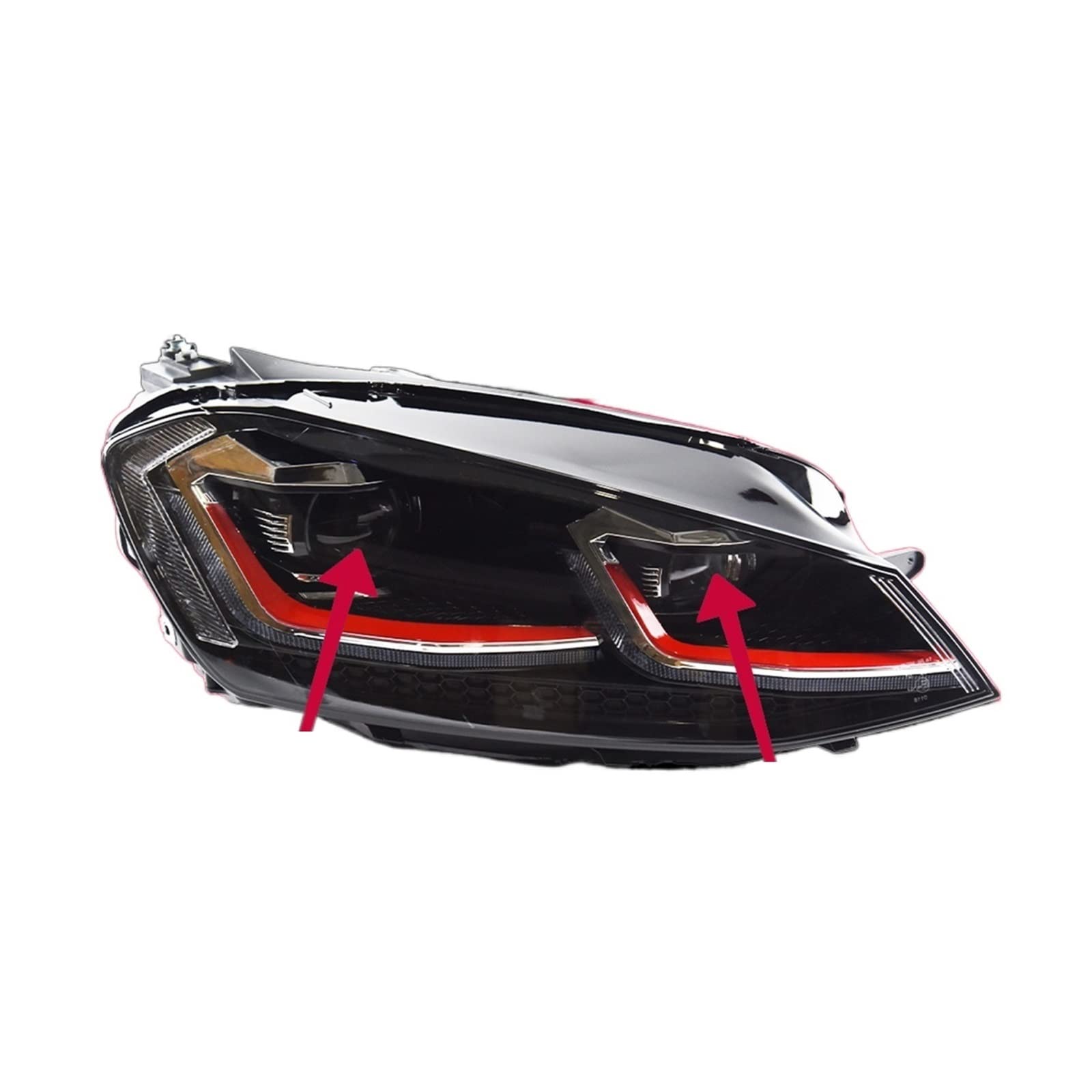 Automodellteile kompatibel for VW Golk7 Golf 7 MK7 2013–2017. Scheinwerfer LED oder Xenon-Scheinwerfer, LED-Doppelprojektor, FACELIFT(Headlight-Red) von EPNYWJTE