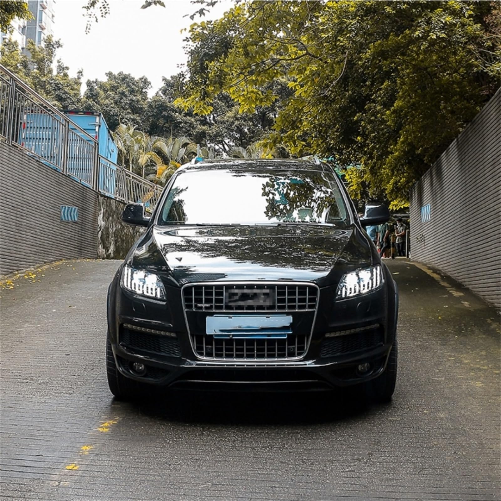 Autoscheinwerfer-Zubehör, kompatibel mit Q7 2006–2015, Q8-Stil, Lampe, alle DRL-Moving-Blinker-Lampenlinse, Scheinwerfer-Montage(2006-2009) von EPNYWJTE