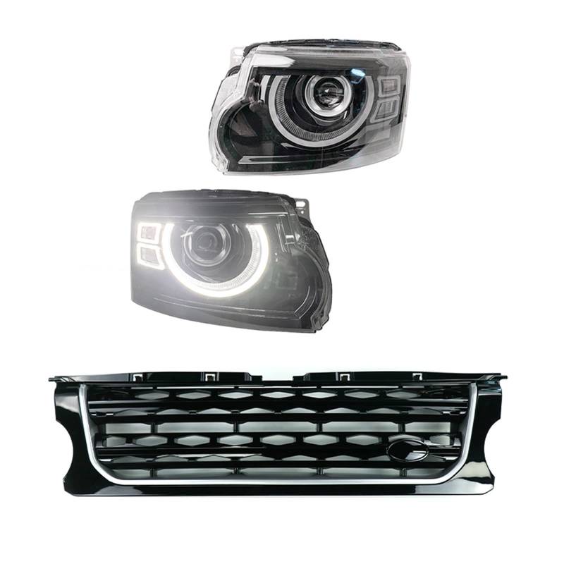 Autoscheinwerfer kompatibel for Land Rover Discovery 3 4 2010–2017 Frontleuchte LED DRL Blinker LED Objektiv Projektor Kopflampe Montage(Year 10-13 bk silver) von EPNYWJTE