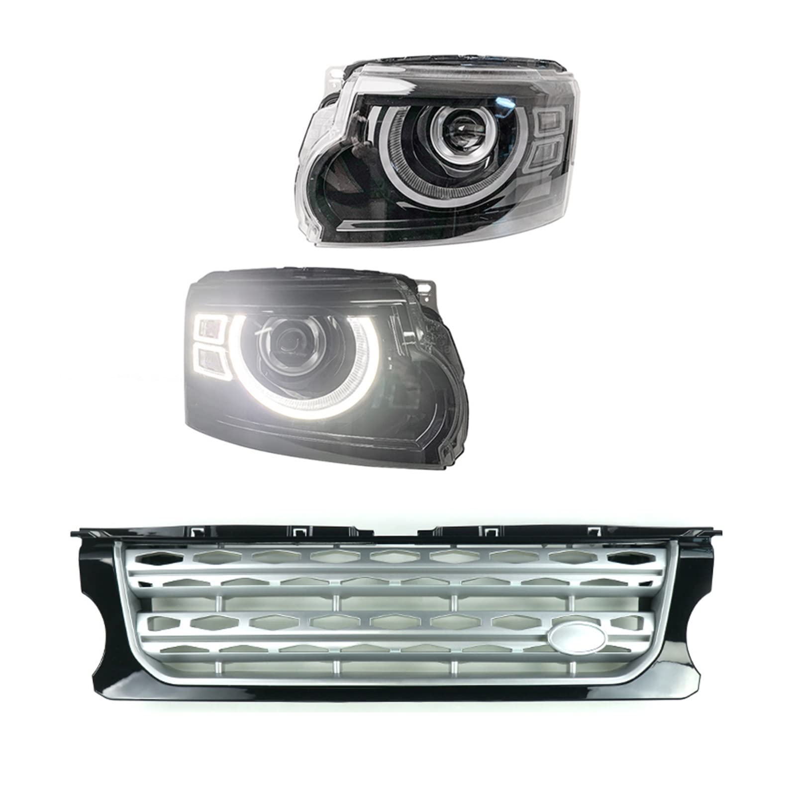 Autoscheinwerfer kompatibel for Land Rover Discovery 3 4 2010–2017 Frontleuchte LED DRL Blinker LED Objektiv Projektor Kopflampe Montage(Year 10-13 silver) von EPNYWJTE