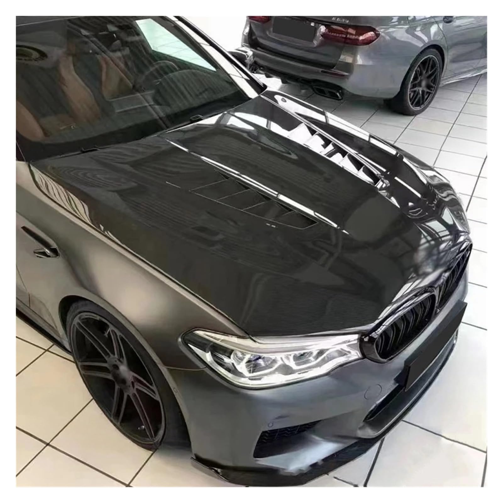 Carbon Fiber Kompatibel for BMW 5 Series M5 F90 G30 G38 Auto Vorderen Stoßfänger Motor Abdeckung Haube Motorhaube Vent Teile Upgrade körper Kit(FRP unpainted) von EPNYWJTE
