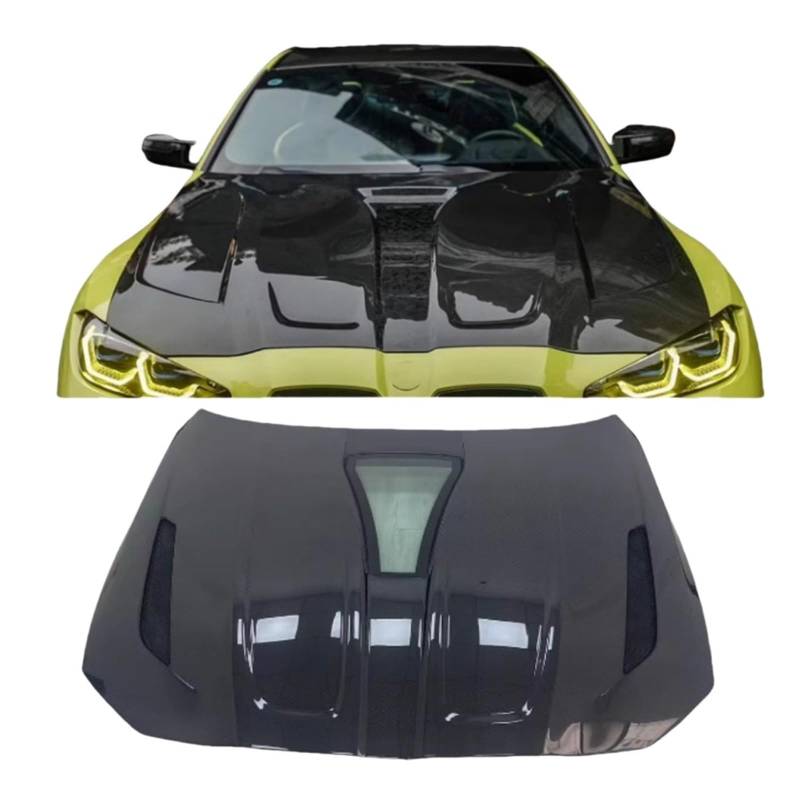 IMP Style Real Carbon Fiber Transparent Frontstoßstange Motorhaube Motorhaube Entlüftungsabdeckung Kompatibel for BMW M3 M4 G80 G82 G83 2021 2022 2023 2024(Single-sided carbon) von EPNYWJTE