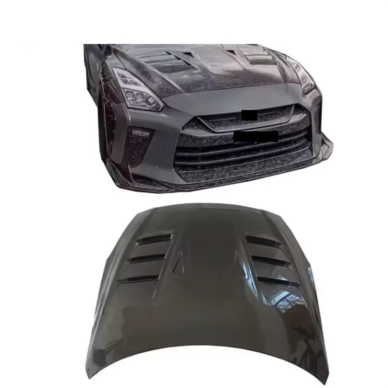 Kompatibel for Nissan GTR R35 TS Style Kohlefaser-Motorhaubenabdeckung(Carbon look) von EPNYWJTE
