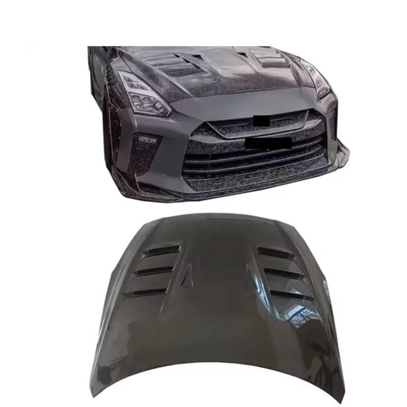 Kompatibel for Nissan GTR R35 TS Style Kohlefaser-Motorhaubenabdeckung(Carbon look) von EPNYWJTE