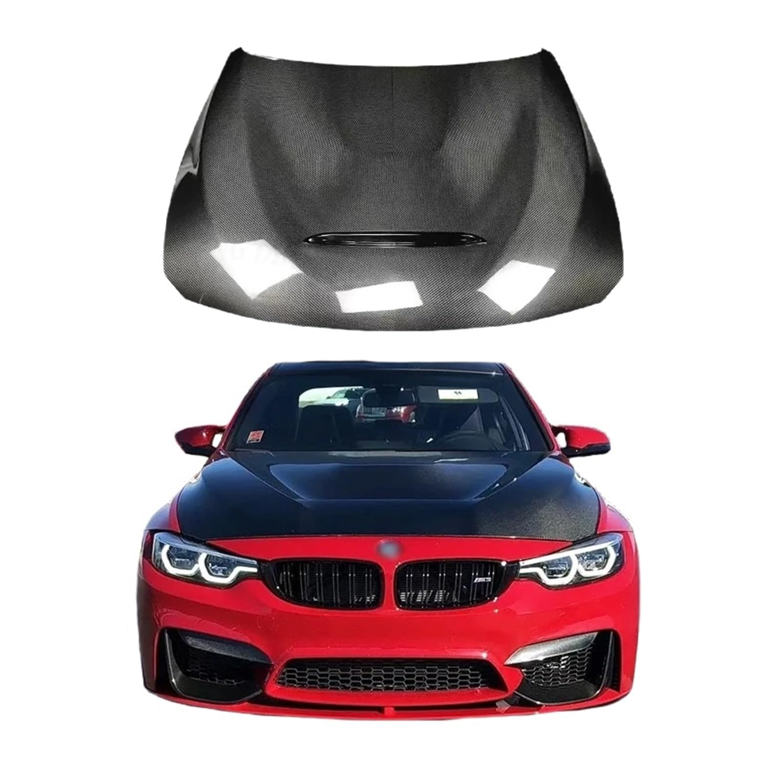 Kompatibel mit BMW M3 F80 M4 F82 F83 2014-2020 GT Style Auto Vordere Stoßstange Motorabdeckung Haube Motorhaube Entlüftungsteile Upgrade Body Kit(Carbon Fiber) von EPNYWJTE