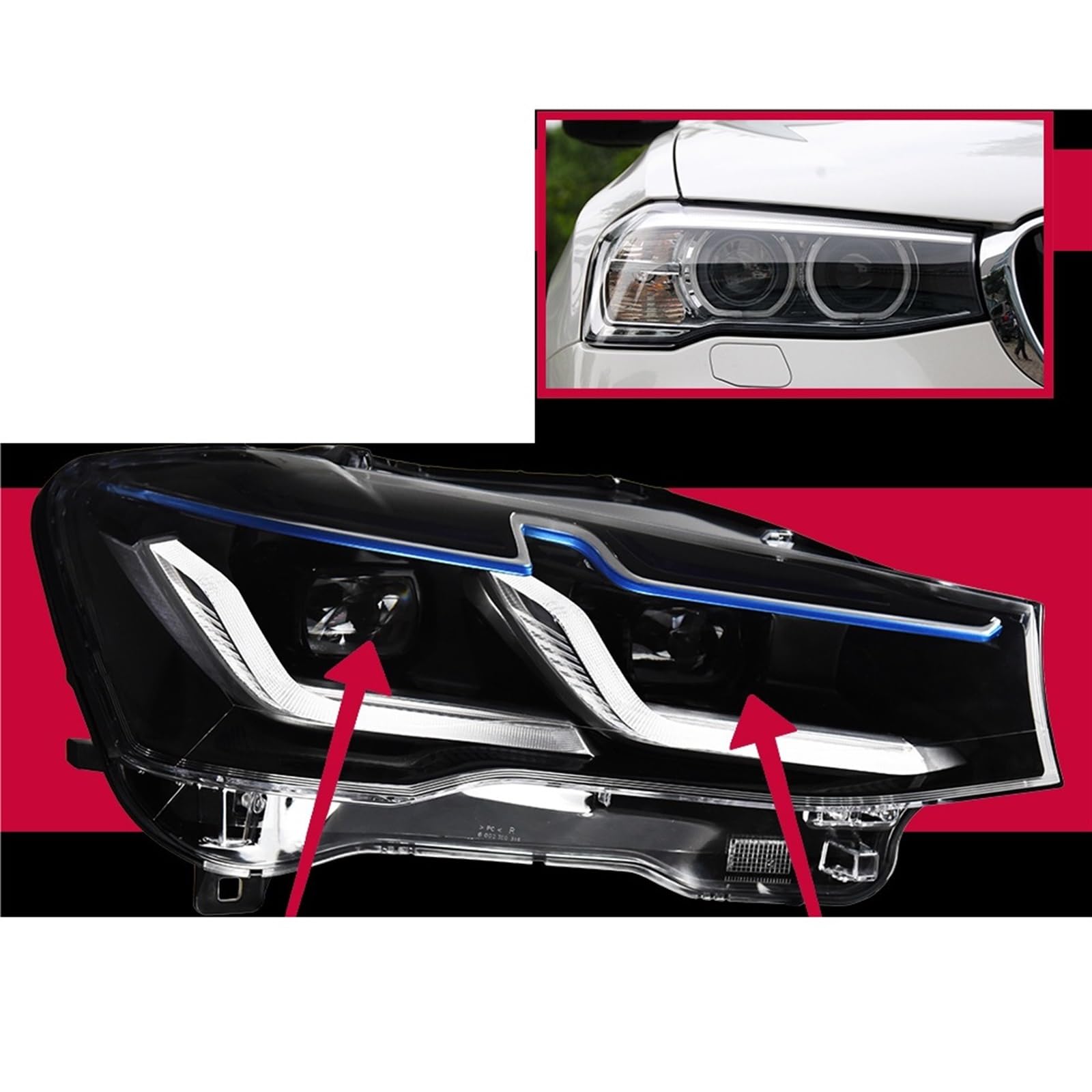 Scheinwerfer Kompatibel Für BMW X3 2010-2017 F25 Auto L = ED DRL Xenon Objektiv H7 XDrive30d LCI Auto Zubehör(2014-2017,LEFT RIGHT_RHD) von EPNYWJTE