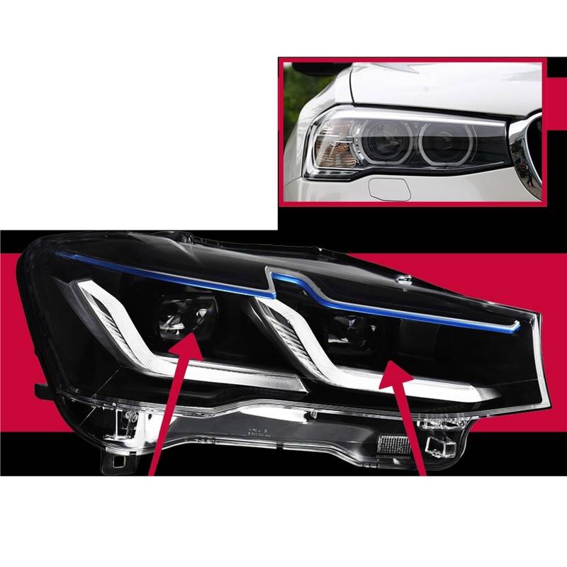 Scheinwerfer Kompatibel Für BMW X3 2010-2017 F25 Auto L = ED DRL Xenon Objektiv H7 XDrive30d LCI Auto Zubehör(2014-2017,LEFT RIGHT_RHD) von EPNYWJTE