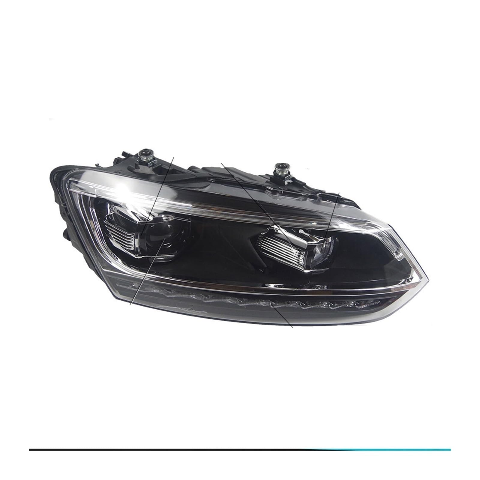 Scheinwerfer kompatibel for VW Polo 2010–2018 Vento, Scheinwerfer, Nebelscheinwerfer, Tagfahrlicht, DRL, H7-LED-Bi-Xenon-Glühbirne, Zubehör(A) von EPNYWJTE