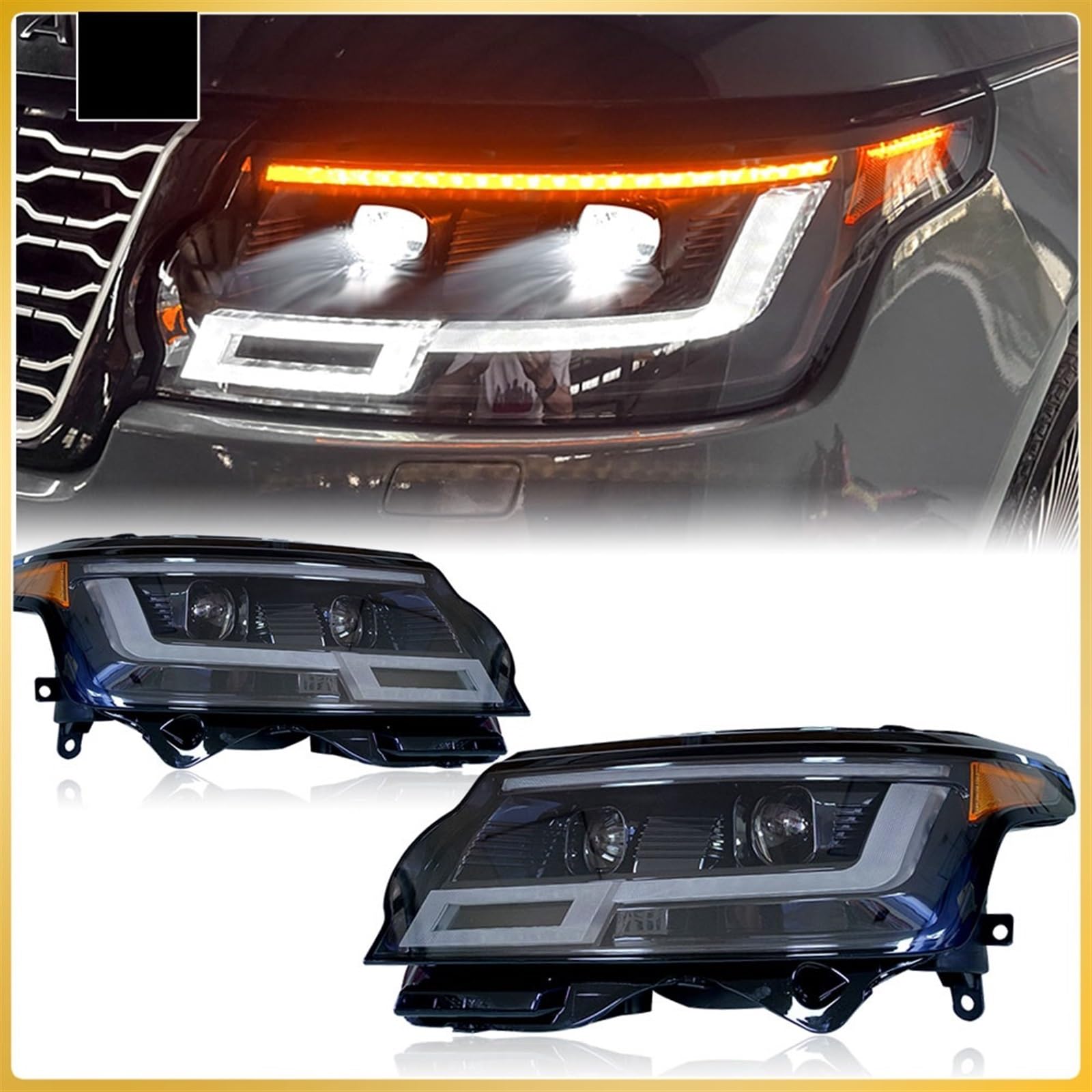 Scheinwerferbaugruppe, kompatibel mit Land Rover 13–17, Range Rover Executive, Nachrüstung mit hochprofiligen zweiäugigen Vorderscheinwerfern(-,AMERICAN STANDARD_LEFT) von EPNYWJTE