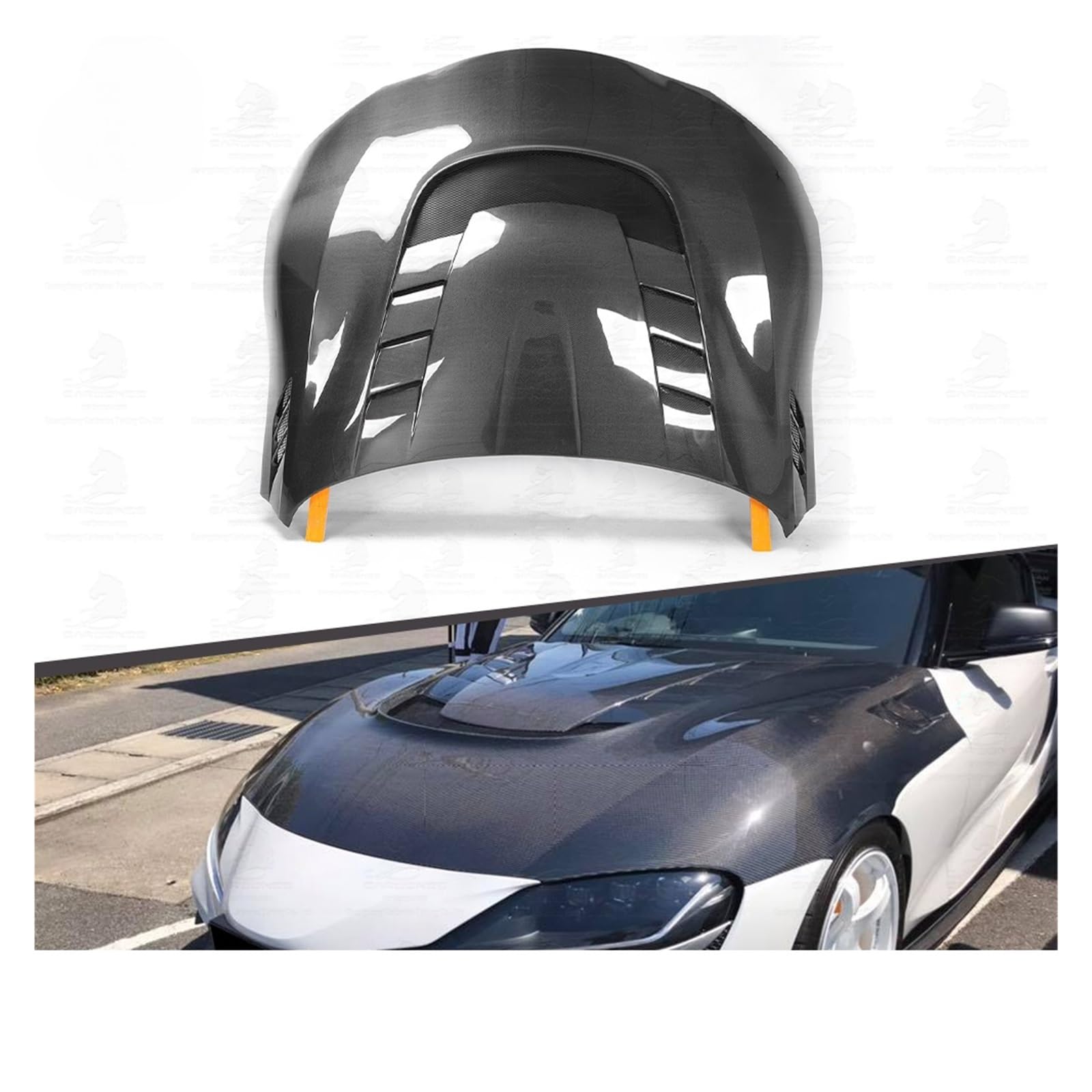 Schwarze Kohlefaser-VRS-Typ belüftete Motorhaube, Motorkühlhaube, kompatibel mit Toyotas Supra GR MK5 A90 A91 Schwarze Kohlefaser-VRS-Typ belüftete Motorhaube, Motorkühlhaube, kompatibel mit Toyotas Supra GR MK5 A90 A91 von EPNYWJTE