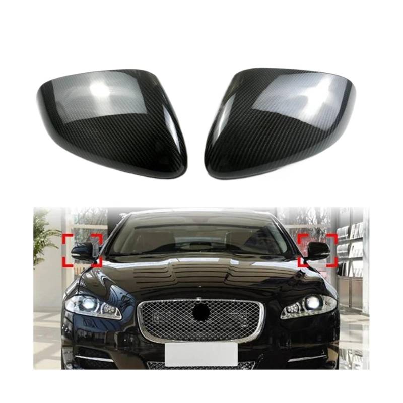 Spiegelkappen aus Kohlefaser Auto-Türrückspiegelabdeckung aus echtem Carbonfaser, kompatibel mit Jaguar XE XF XEL XFL XJL I-PACE 2011–2018, Seitenspiegelschale von EPNYWJTE