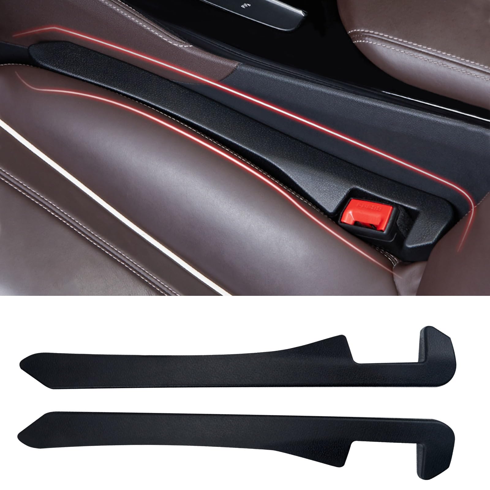 Autositz Lückenfüller 2 Stück Autositz-Spaltfüller, Autositz Gap Stopper, Universal Sitzlückenfüller Fürs Auto Füllt den Spalt Zwischen Sitz & Konsole（Schwarz） von EPROICKS